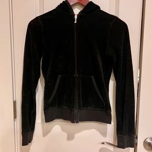 Juicy Couture Terry Cloth Zip Front Track Suit Hoodie black vintage Y2K